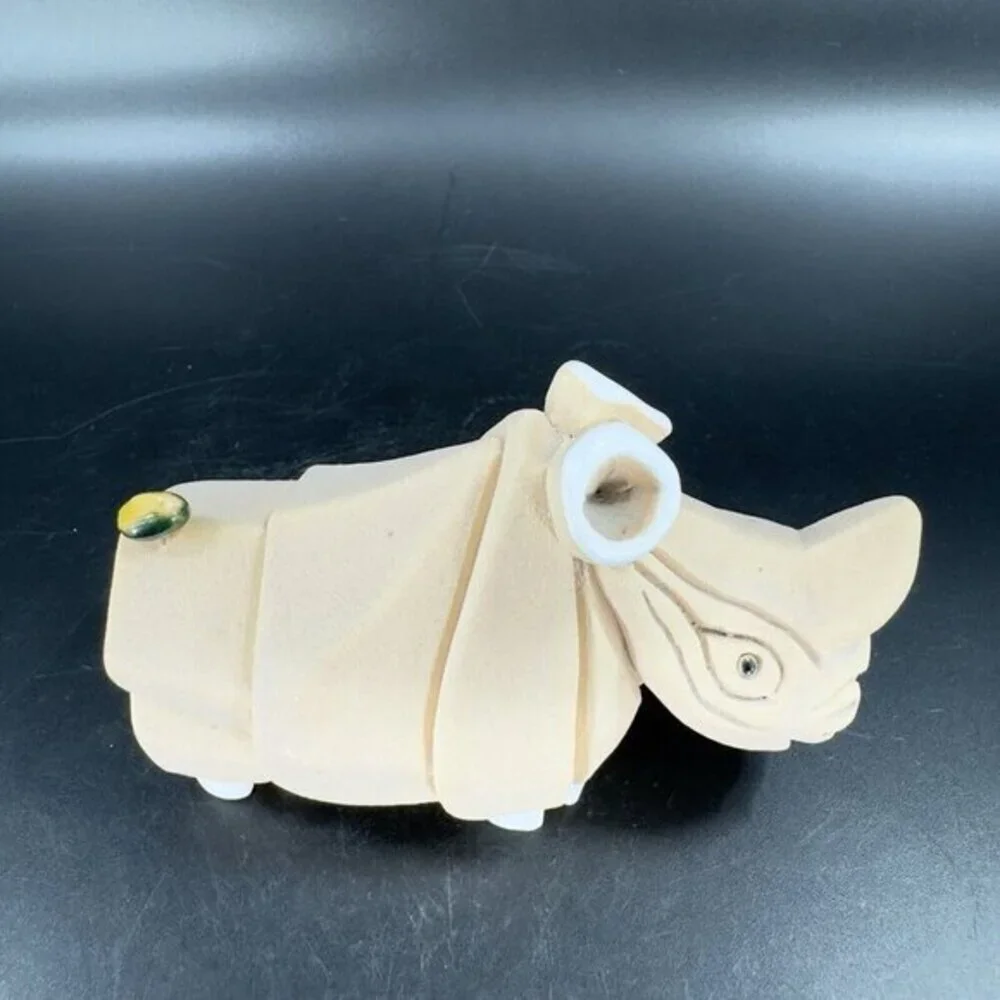 Artesania Rinconada Figurine Made In Uruguay Marked Whimsical Rhinoceroses Rhino
